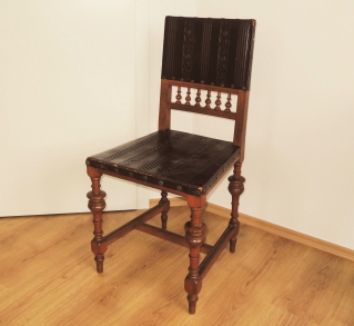 Židle 1 ks - dřevo/kůže - kol. r. 1900