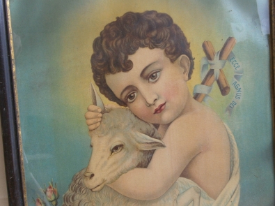 Ježíšek s beránkem - litografie, 19. stol.