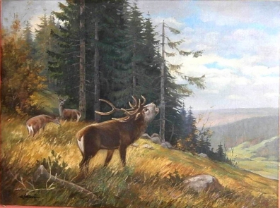 Zvěř v lese - olej/plátno - 40.léta