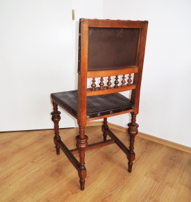 Židle 1 ks - dřevo/kůže - kol. r. 1900