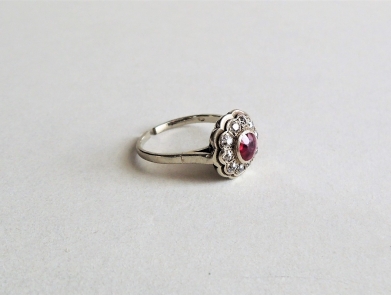 Prsten s diamanty - bílé zlato - 30.léta