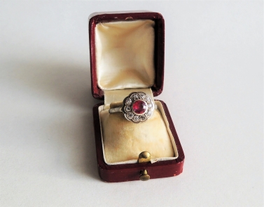 Prsten s diamanty - bílé zlato - 30.léta